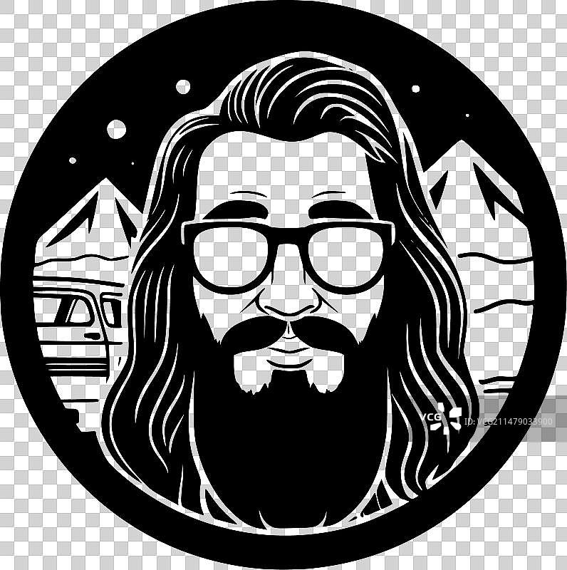 嬉皮士极简剪影图片素材