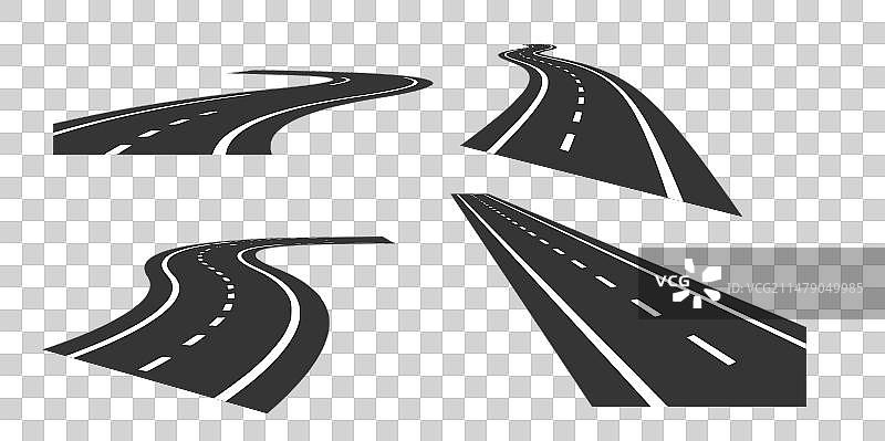 带白色标记的蜿蜒道路图片素材