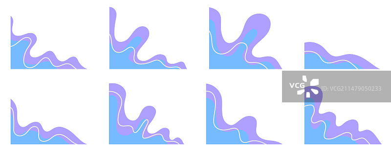 蓝色波浪边角装饰抽象图形图片素材