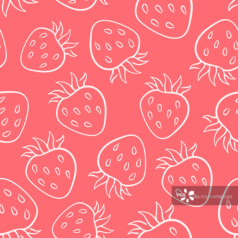 线条艺术风格的草莓无缝图案图片素材