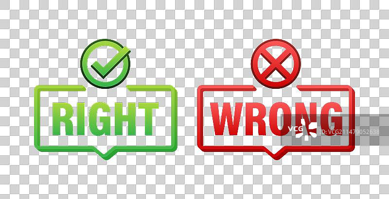 正确与错误的决策概念气泡图片素材