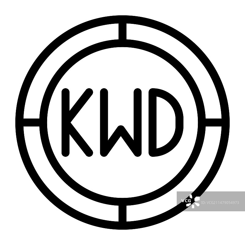 科威特硬币图标Web迪纳尔轮廓图片素材