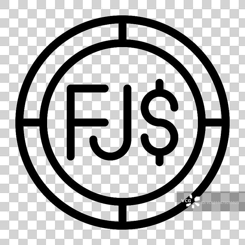 斐济硬币图标轮廓，用于网页图片素材