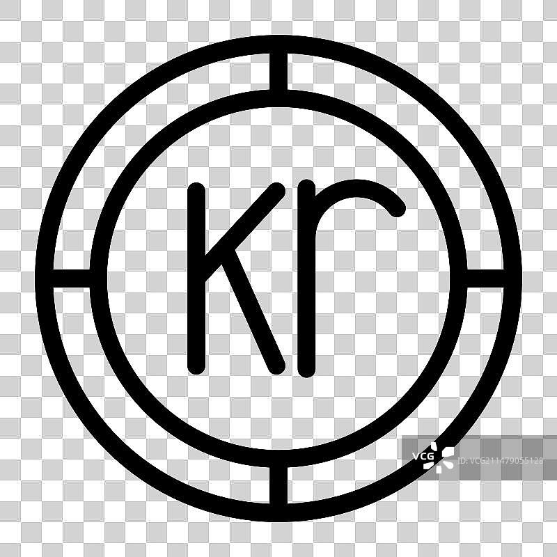 克朗硬币图标轮廓Web设计图片素材