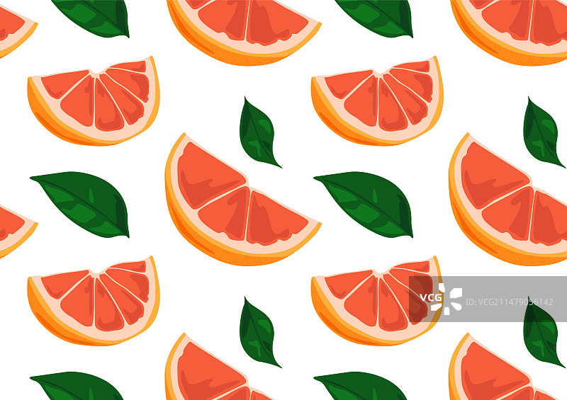 带果肉和绿叶的西柚片图片素材