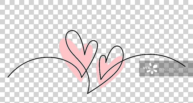 简约单线双心图片素材