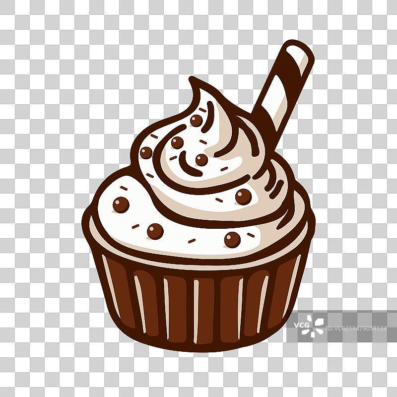 大型巧克力纸杯蛋糕涂鸦图片素材