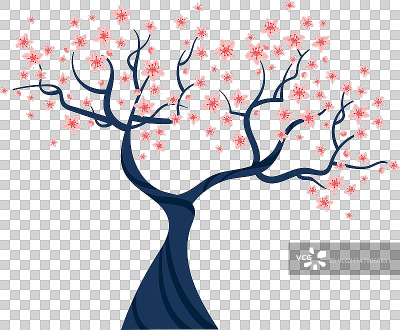 盛开的风格化樱花树图片素材