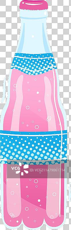 带有蓝色波点标签设计的粉色苏打水瓶图片素材