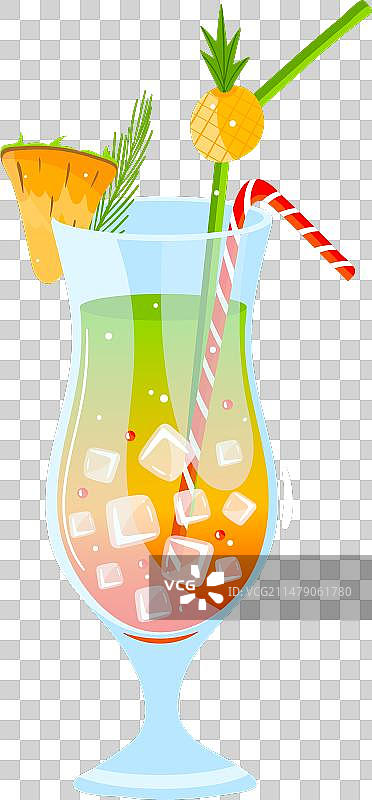 菠萝冰块彩色热带鸡尾酒图片素材