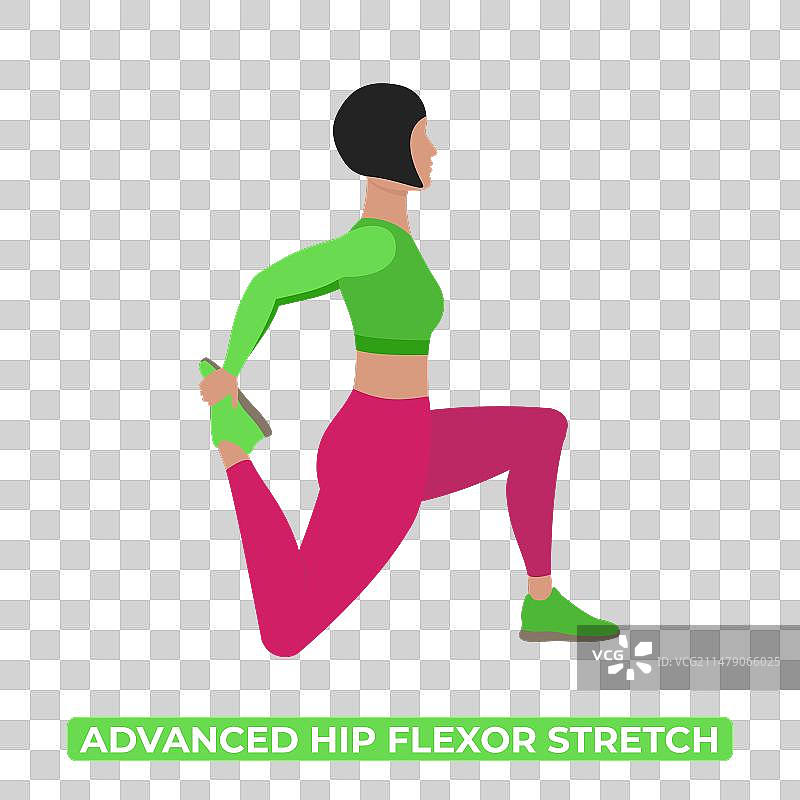 女子做高级髋屈肌伸展运动图片素材