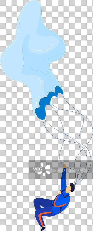 身穿蓝色跳伞服的跳伞运动员图片素材