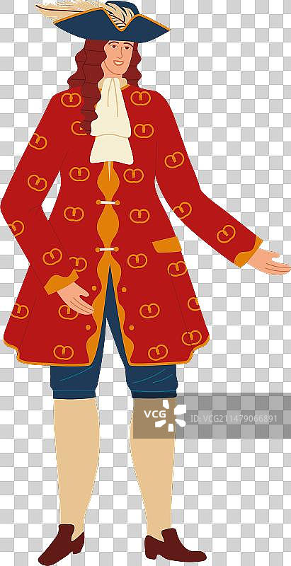 戴着三角帽的白人男子，身着历史服装图片素材