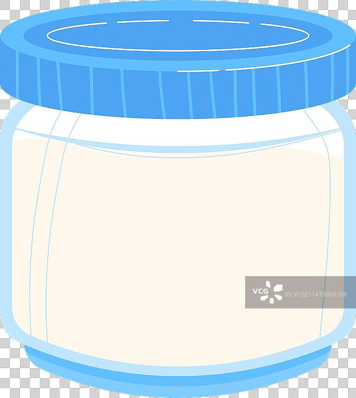 蓝色盖子的透明空玻璃罐图片素材