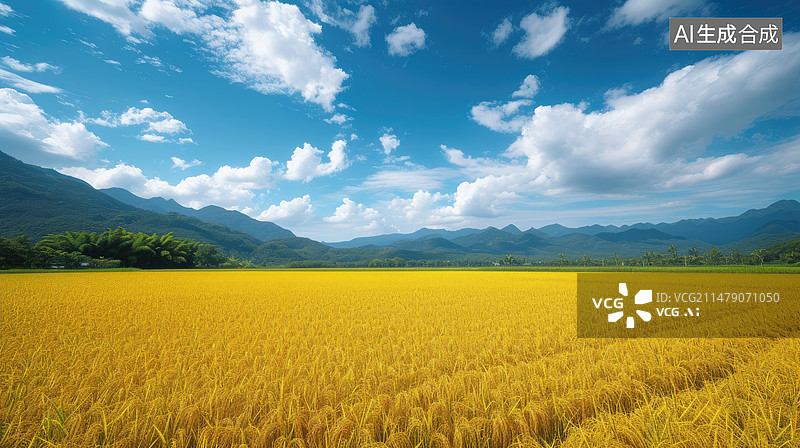 【AI数字艺术】金色的稻田图片素材