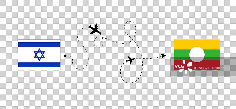 从以色列到掸邦的航班和旅行图片素材