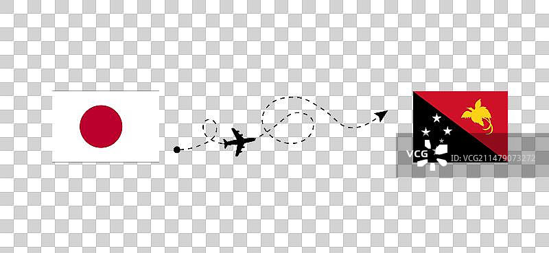 从日本到巴布亚新几内亚的航班和旅行图片素材