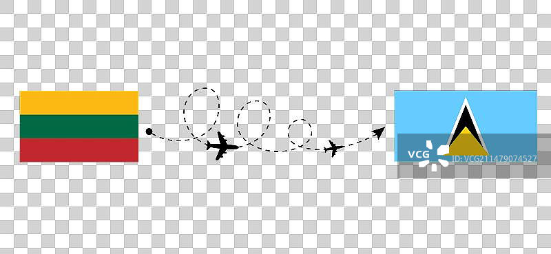 从立陶宛到圣卢西亚的飞行旅行图片素材