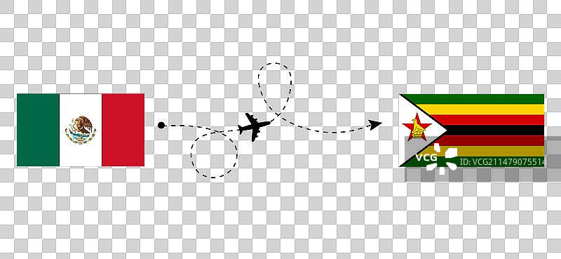 从墨西哥飞往津巴布韦的航班和旅行图片素材