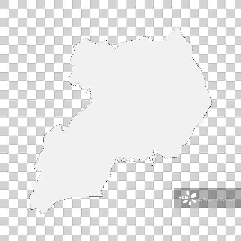 带边界的乌干达地图（高精度，独立)图片素材