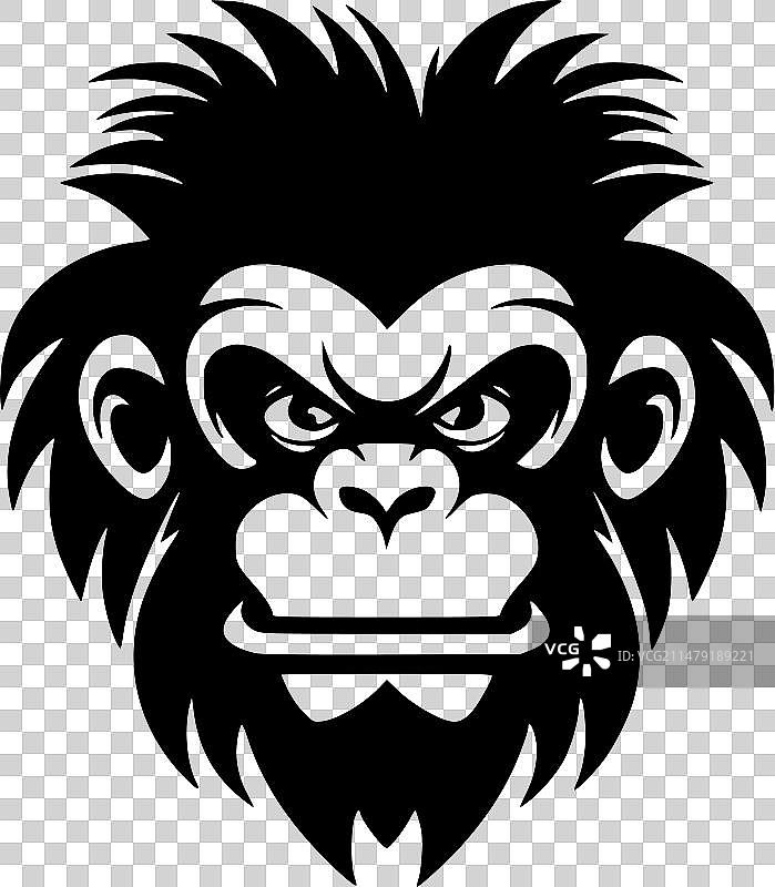 黑白猴子隔离图标图片素材