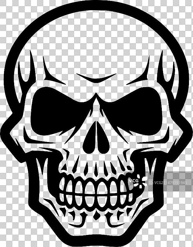 骷髅-黑色和白色孤立的图标图片素材