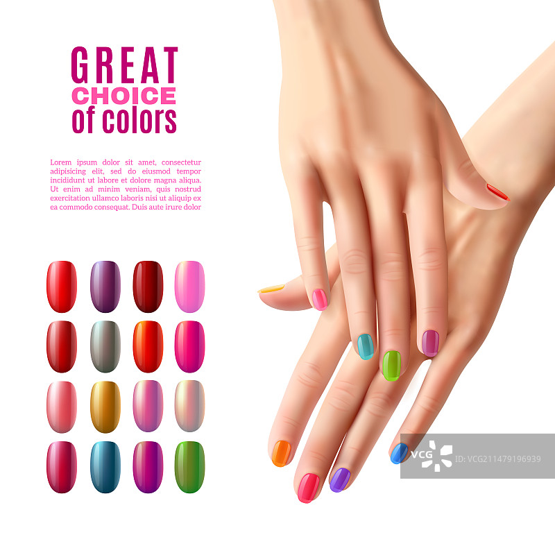 彩色美甲美手海报图片素材