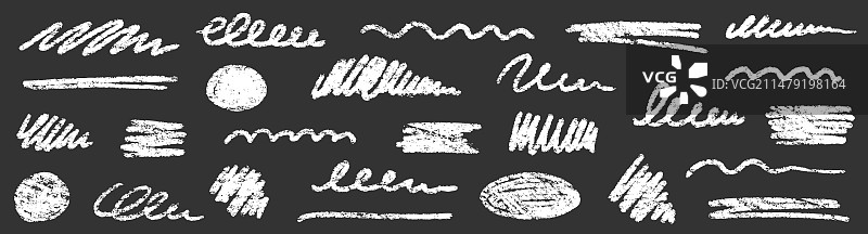 粉笔笔刷下划线描边集蜡笔标记图片素材