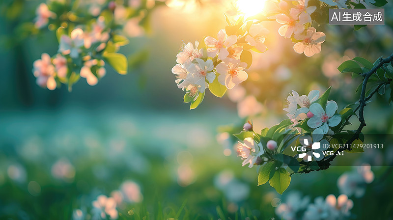 【AI数字艺术】公园里盛开的花朵图片素材
