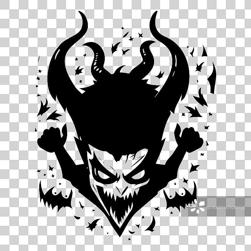 万圣节恶魔惊悚手绘草图图片素材