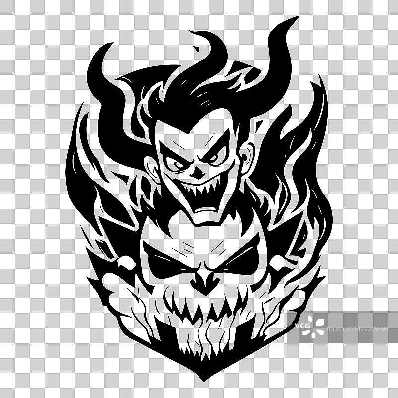 万圣节恶魔惊悚手绘草图图片素材