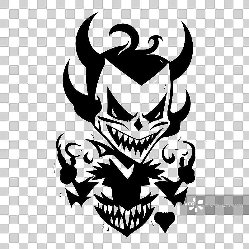 万圣节恶魔惊悚手绘草图图片素材