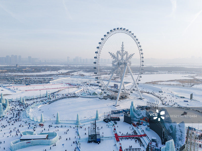 哈尔滨冰雪大世界航拍图片素材