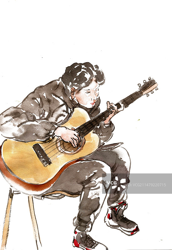 弹吉他的年轻人图片素材