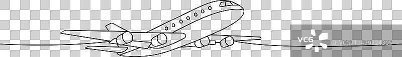 飞机航空运输单线连续图片素材