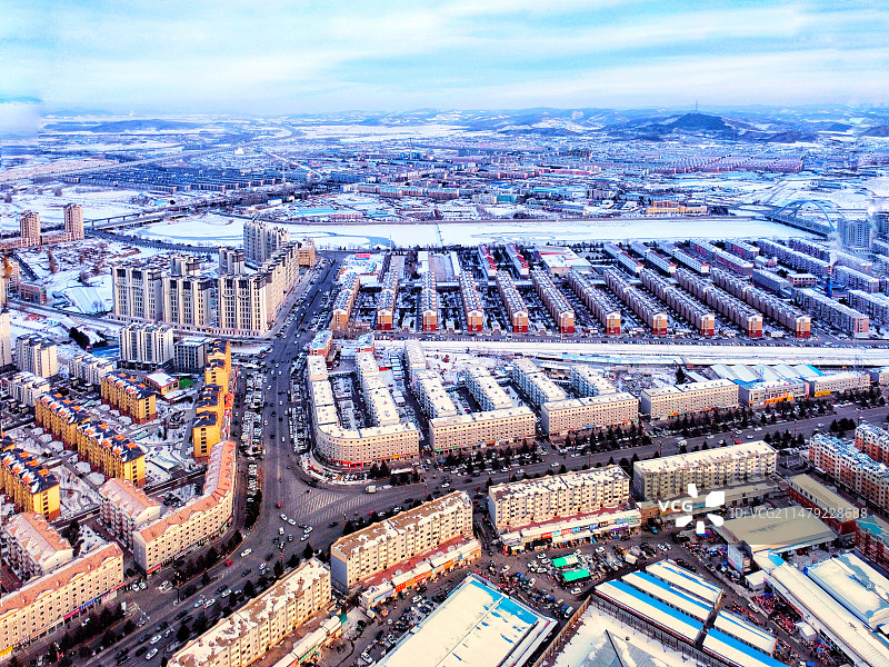 敖东城一角冬景图片素材