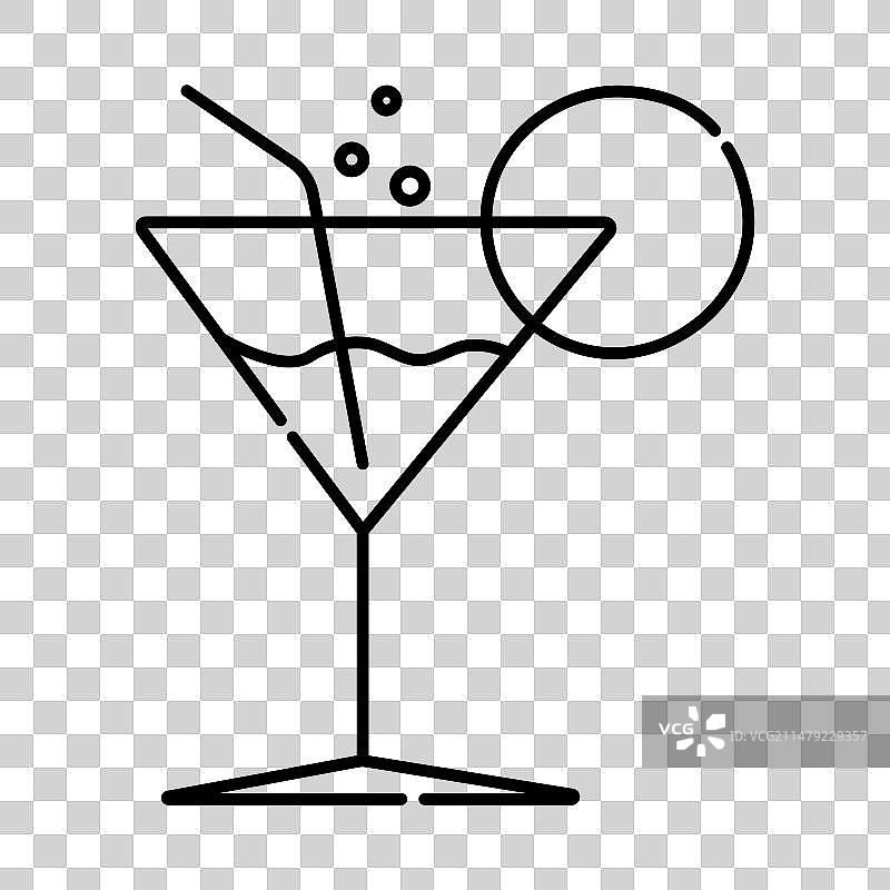 鸡尾酒简约黑线图标图片素材