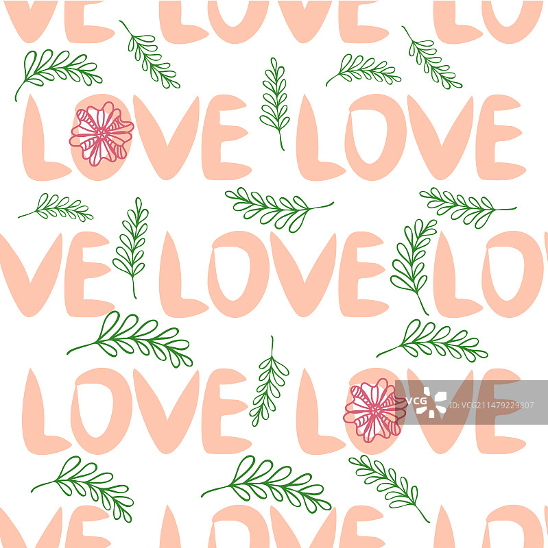 带有“爱”字样的可爱无缝图案图片素材