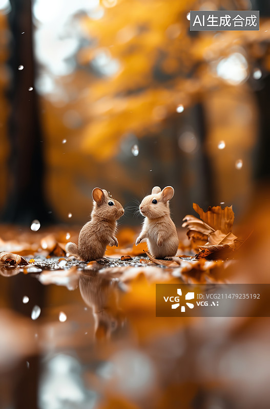 【AI数字艺术】秋景中的兔子图片素材