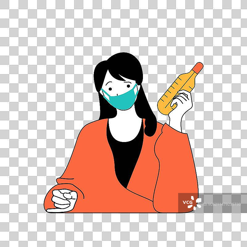 带有卡通人物的冠状病毒概念扁平图图片素材