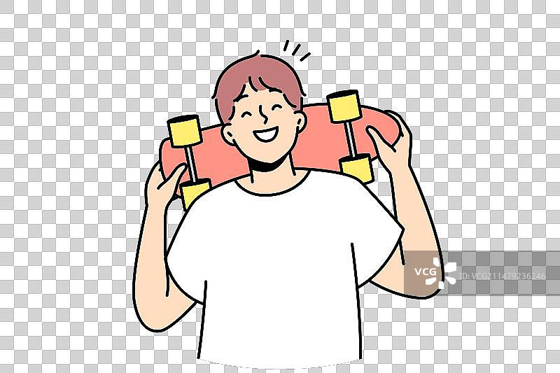 微笑的滑板少年图片素材