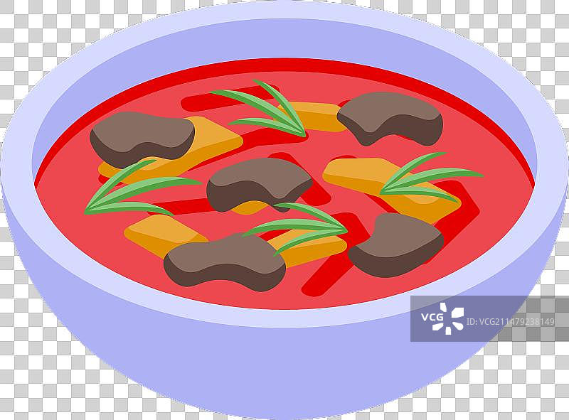 红菜汤配蔬菜2.5D图标图片素材