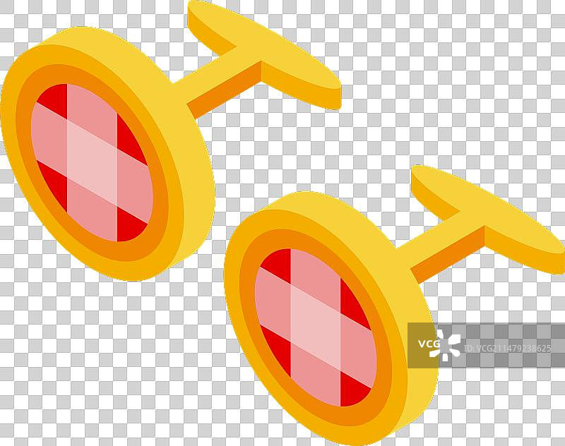 红色红宝石金色袖扣图标2.5D图片素材