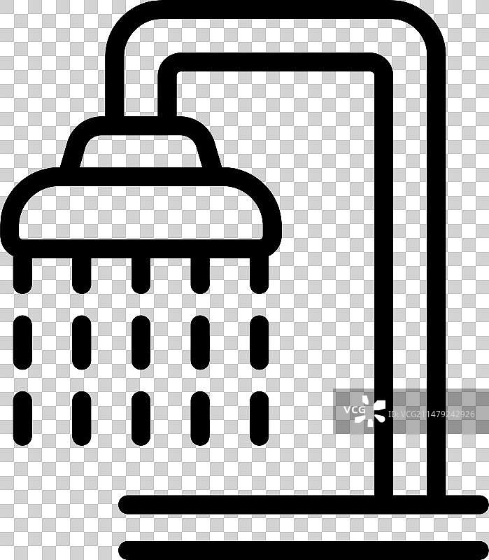 洗头浴室图标轮廓深色扫帚图片素材