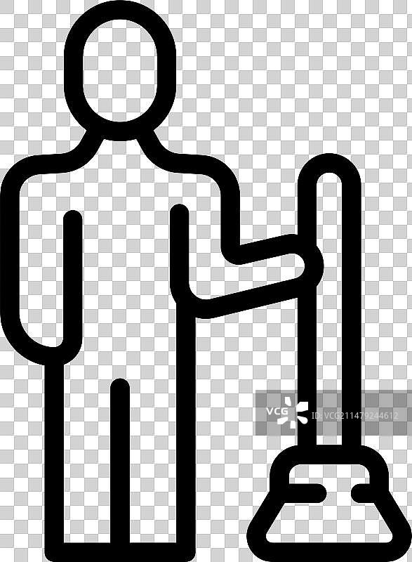 街道清洁工人图标轮廓图片素材