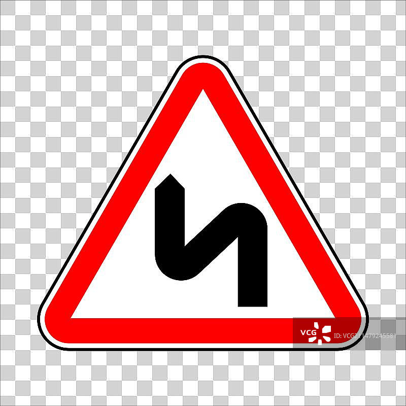向左急弯路标图片素材