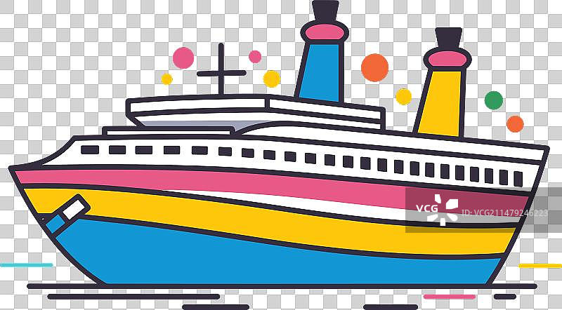 带有纸屑的彩色游轮图片素材