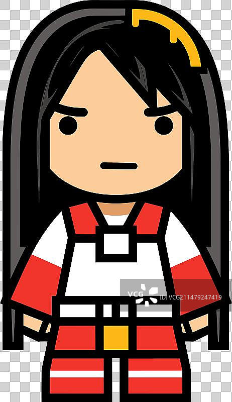 身穿红白色盔甲的亚洲女战士图片素材