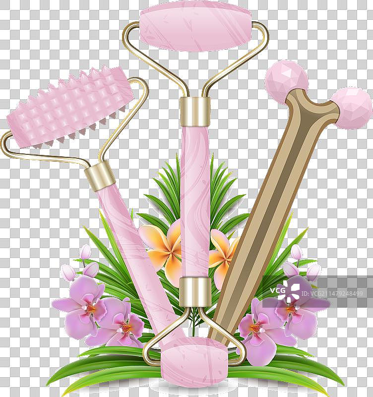 面部按摩刮痧滚轮工具构图图片素材