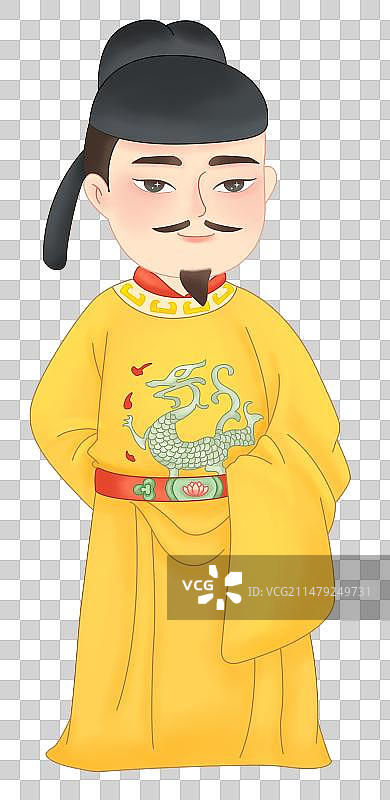 唐玄宗李隆基卡通Q版古风古代皇帝人物插画图片素材